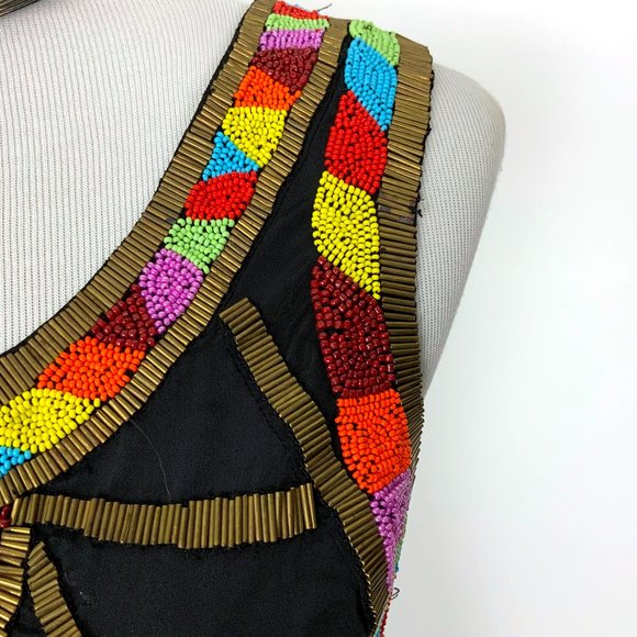 Yoana Baraschi Black Rainbow Beaded Y2K Tank Top Size 6 - Picture 12 of 16